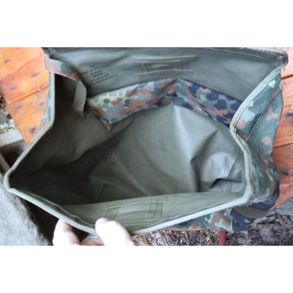 Flecktarn German Army Bundeswehr Gas Mask Bag Camo Rubber Field Pouch 12"x11"x7" - Picture 7 of 8